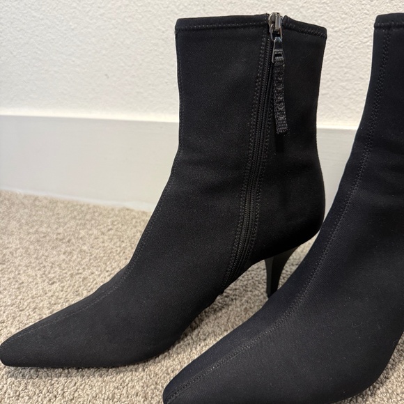 Prada Black Stretch Sock Boots Heels Size 37.5 (US 7.5) - Picture 1 of 7